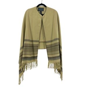 Vintage Choppard Southwestern Bohemian Neutral OS Striped Fringe Cape